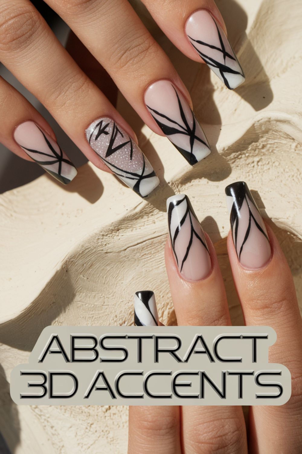 Abstract 3D Accents nail art