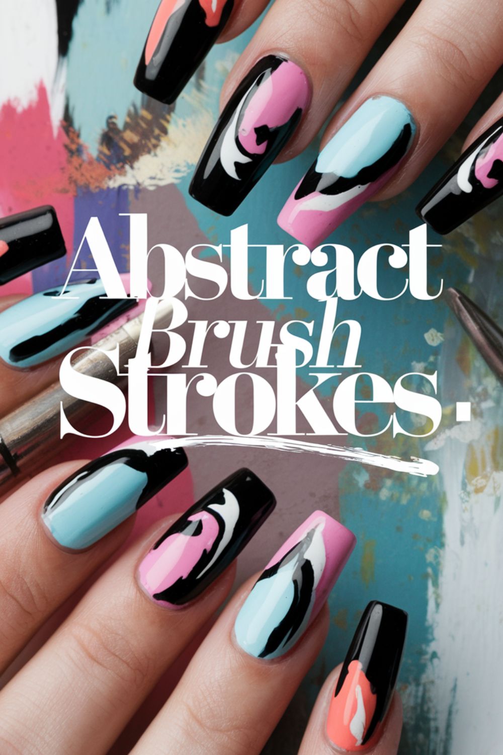 Abstract Brush Strokes nail arts