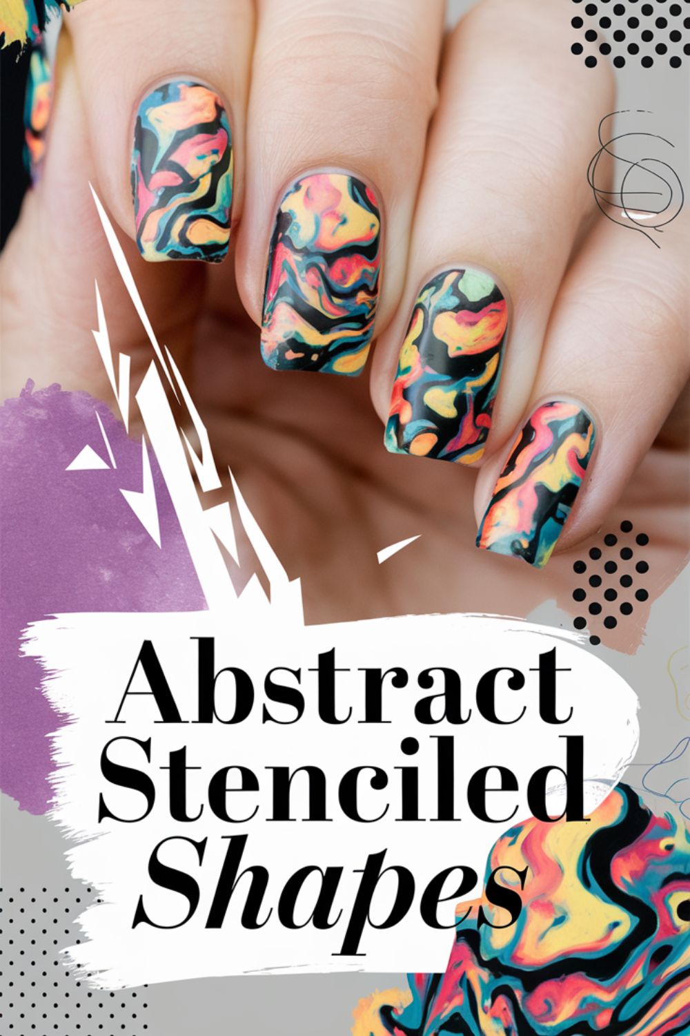 Abstract Stenciled Shapes Nail