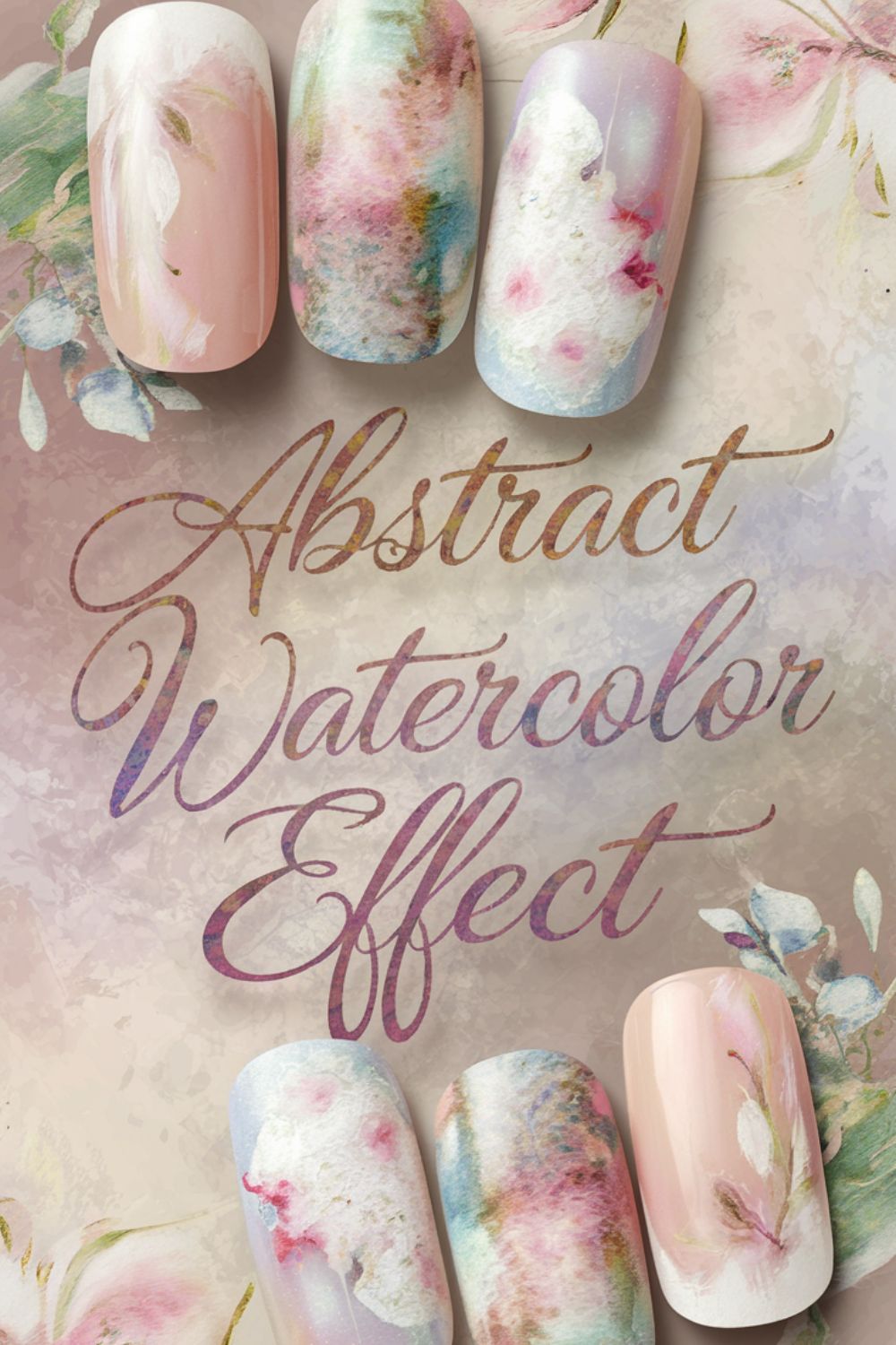 Abstract Watercolor Effect nail art