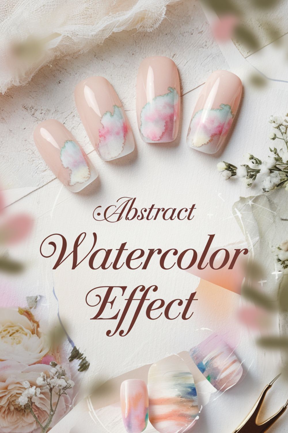 Abstract Watercolor Effect nails