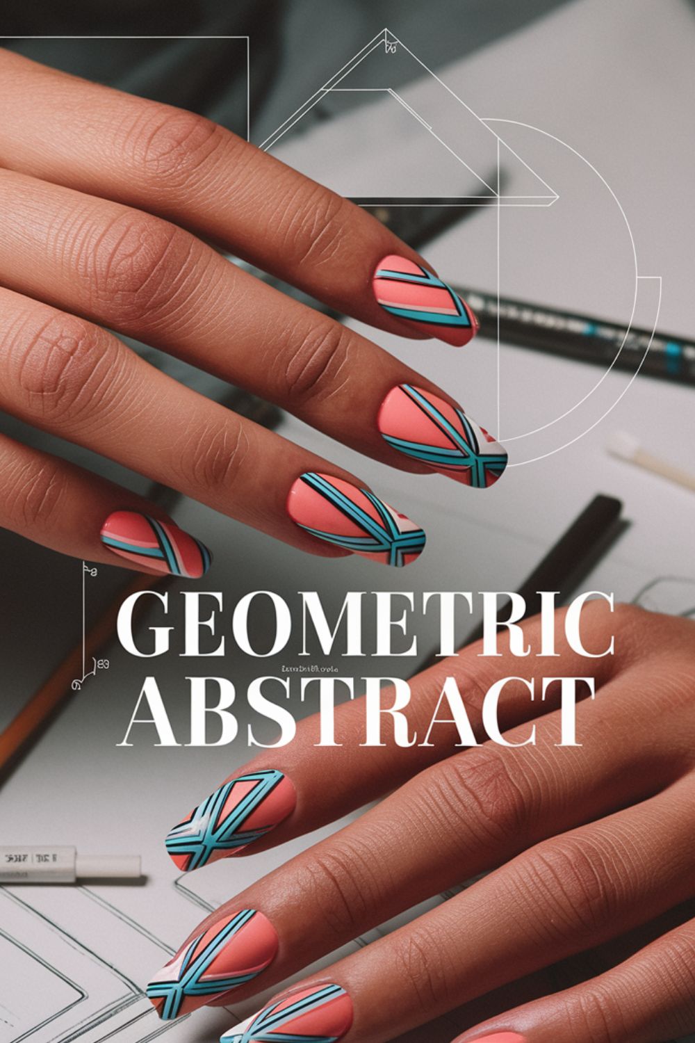 Envision clean lines and sharp angles with a burst of colors defining each shape. The design is both modern and artistic, combining simplicity with striking contrast. Every nail becomes a mini geometric sculpture that grabs attention with its precise and playful look.