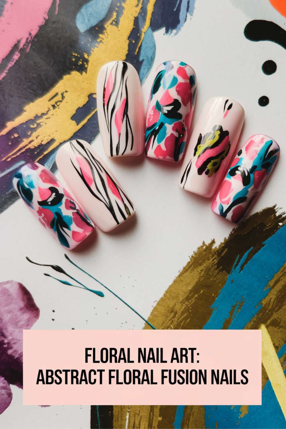 Abstract Floral Fusion Nails