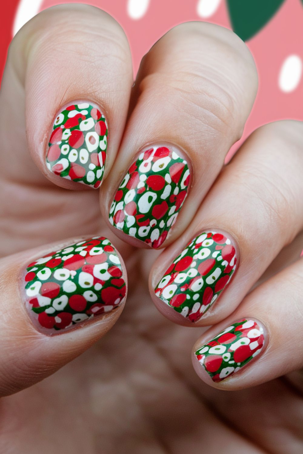Abstract Strawberry Mosaic nail art ideas