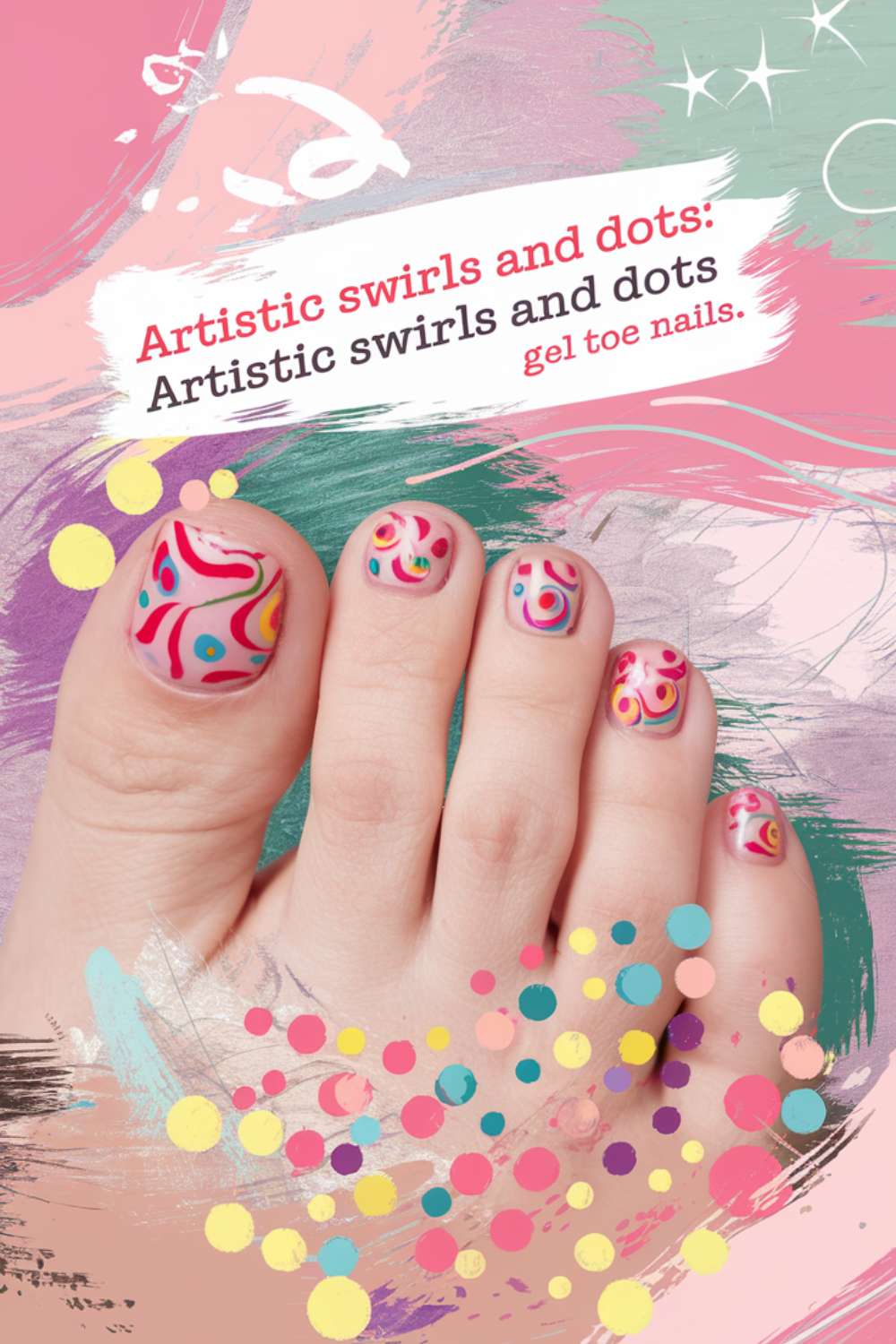 Artistic Swirls and Dots Gel Toe Nails