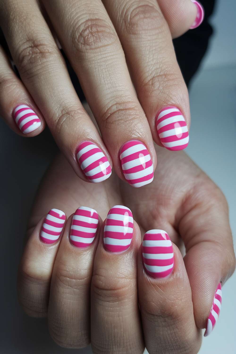 Bold and Bright Baby Pink nail art design