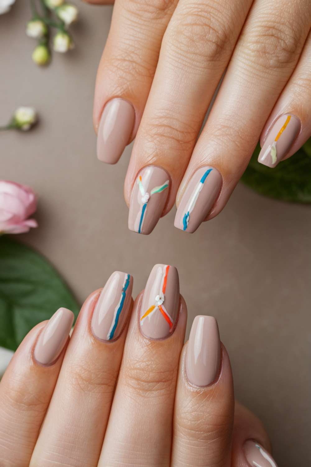 Classic Nude with a Twist Nail Art Design ideas