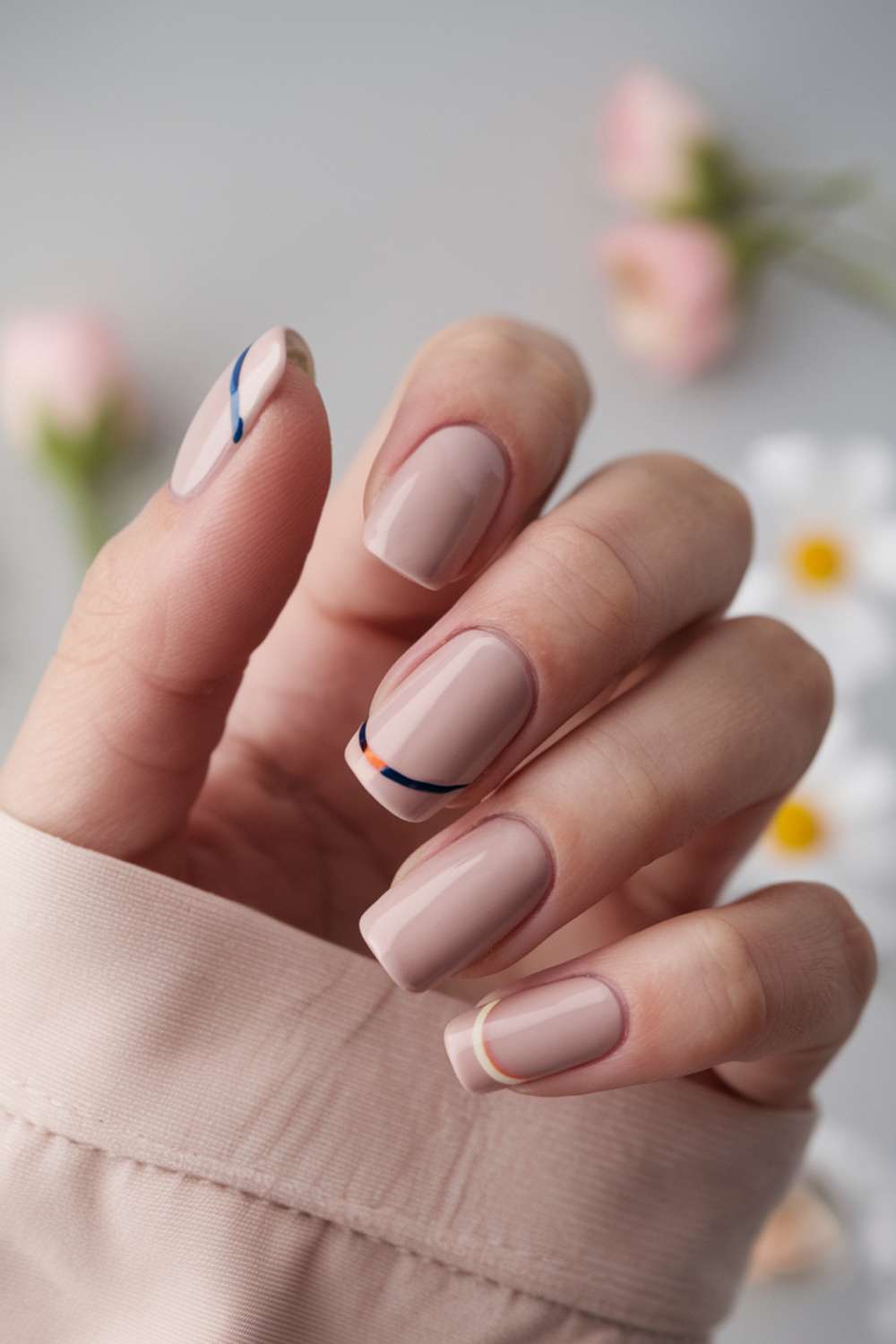 Classic Nude with a Twist Nail Art Design