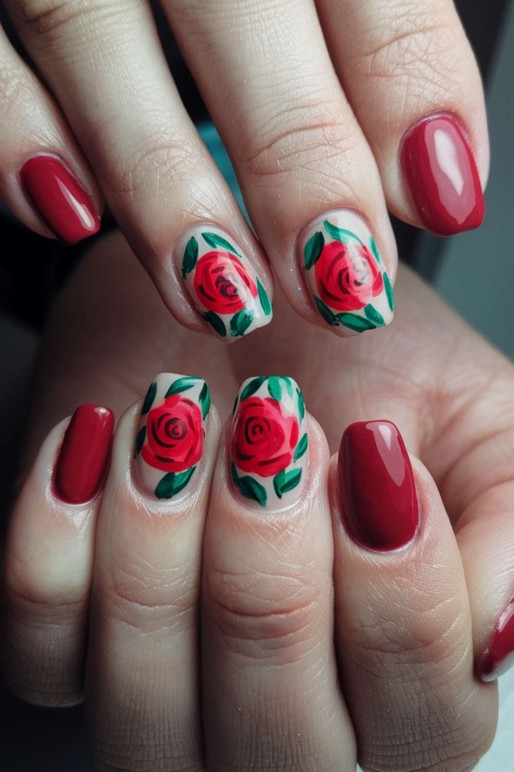 Classic Red Rose Nails arts ideas