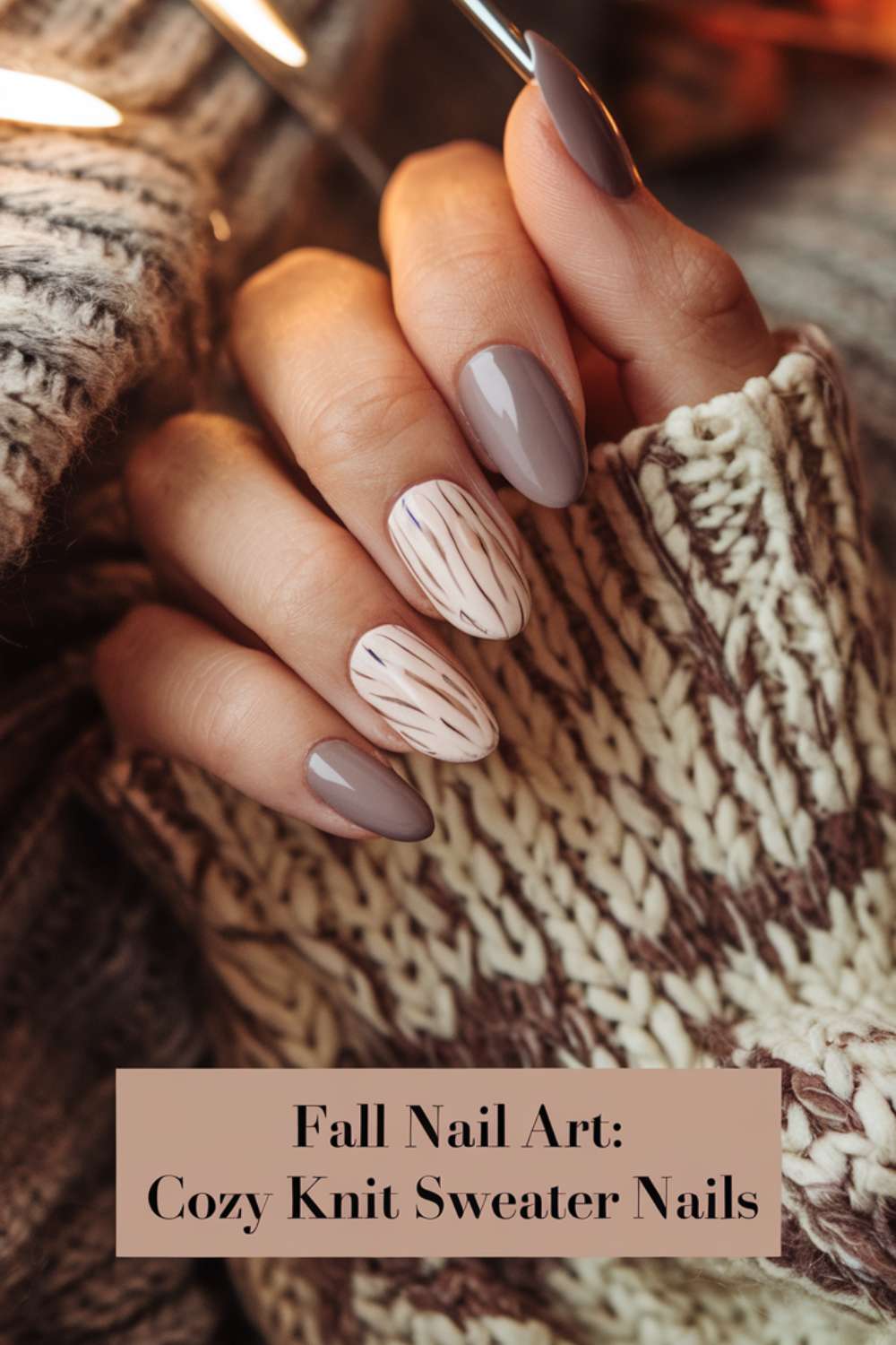 Cozy Knit Sweater Nails art