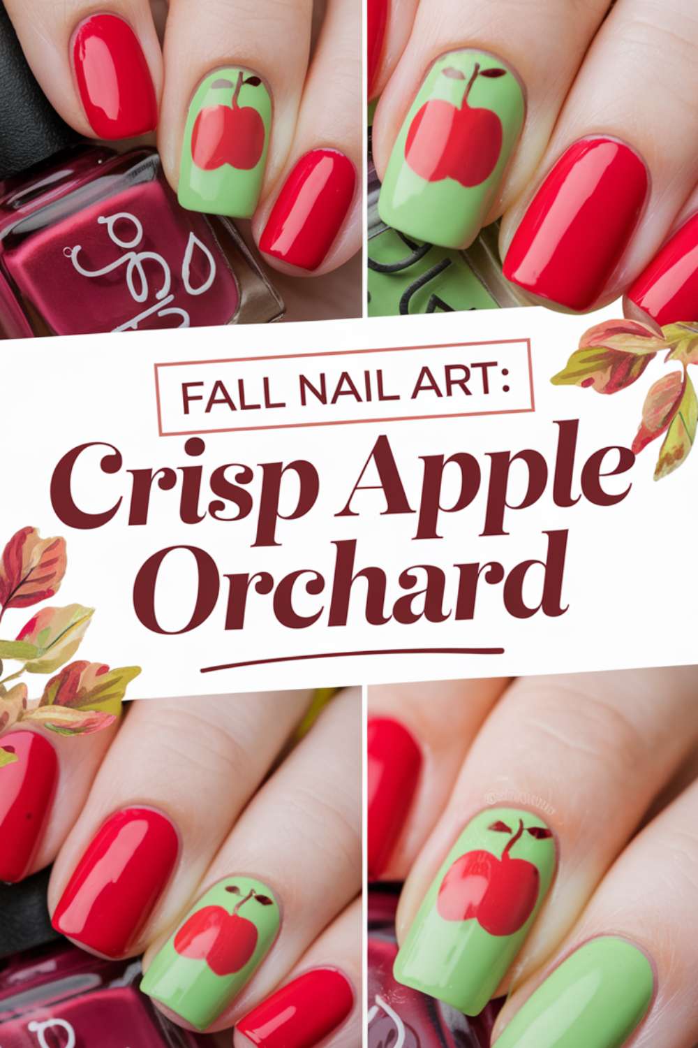 Crisp Apple Orchard nail art design ideas