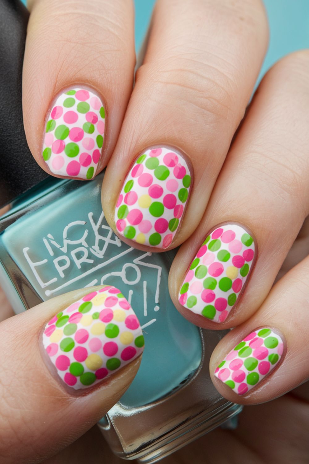 Dotted Strawberry Delight nail art