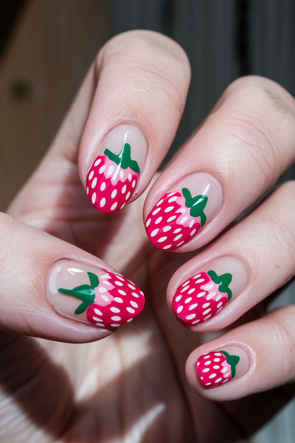 Dotted Strawberry Delight nail