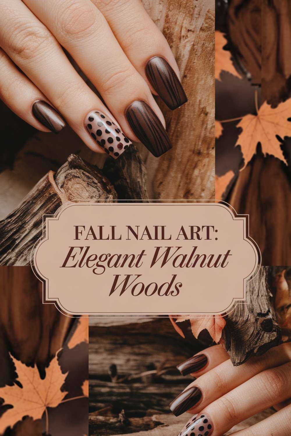 Elegant Walnut Woods nail art design ideas