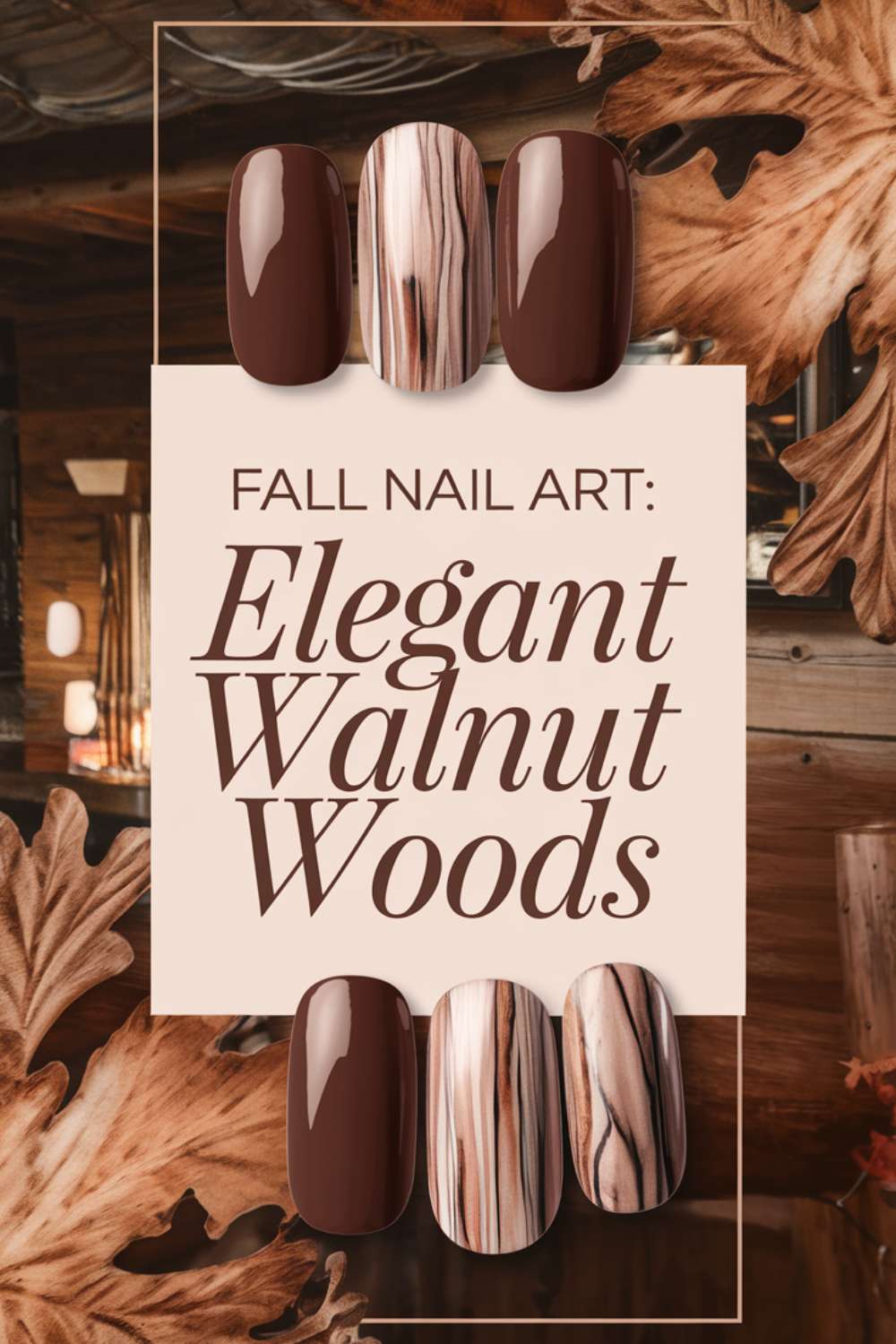 Elegant Walnut Woods nail art design