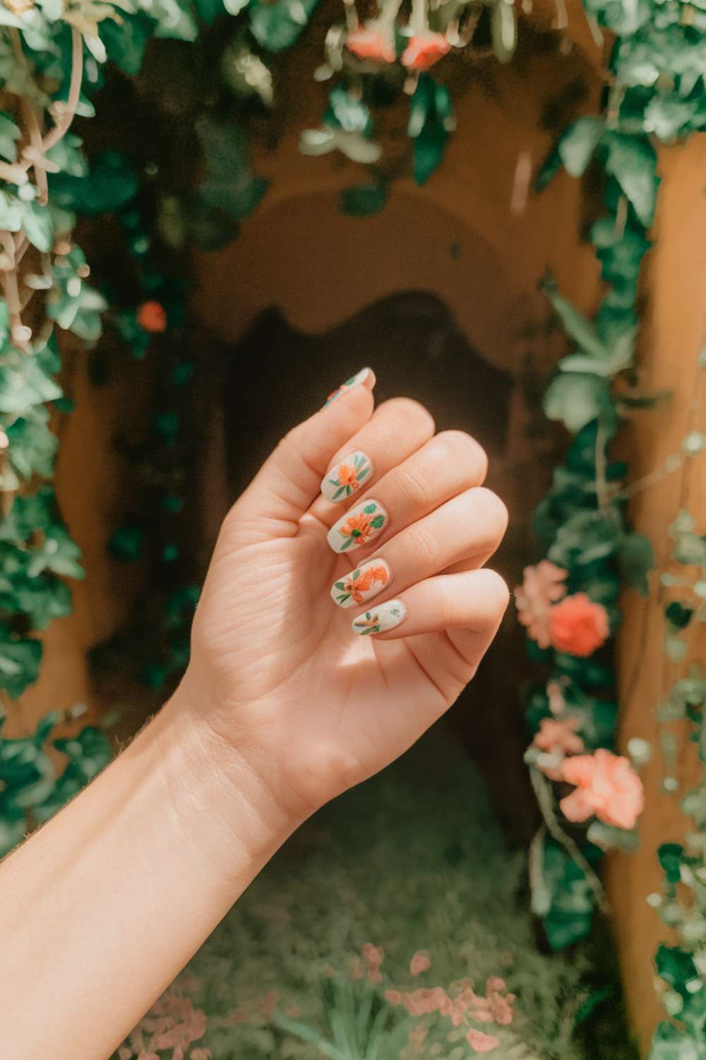 Floral Accent Nails art design ideas