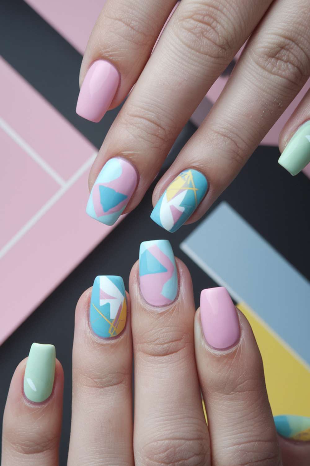 Geometric Elegance nail art design
