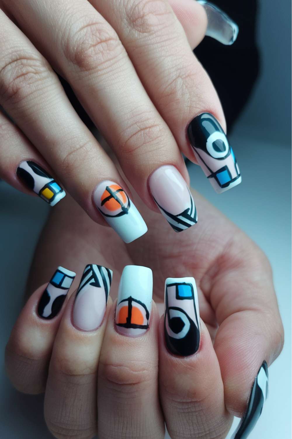 Geometric Genius nail art design