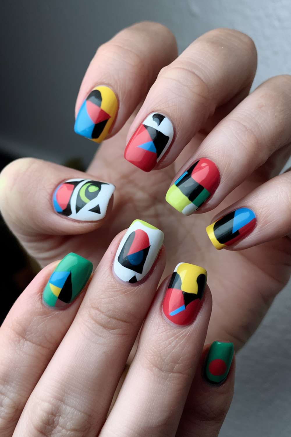 Geometric Genius nail art