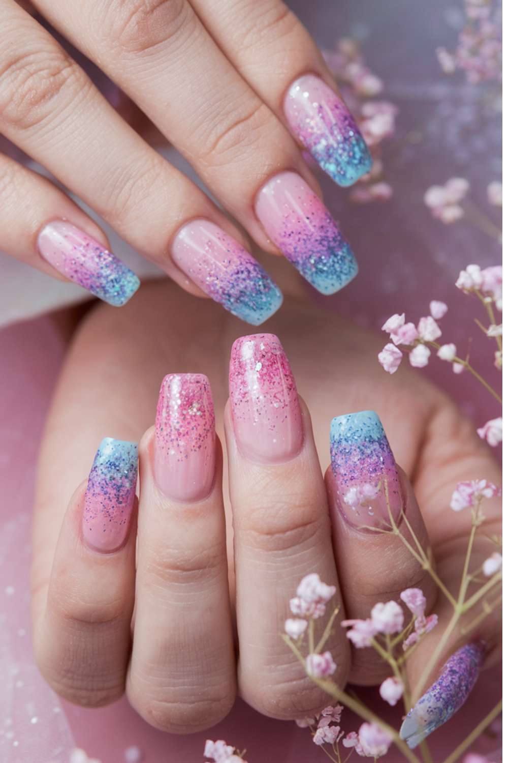 Glitter Gradient Nails art design ideas