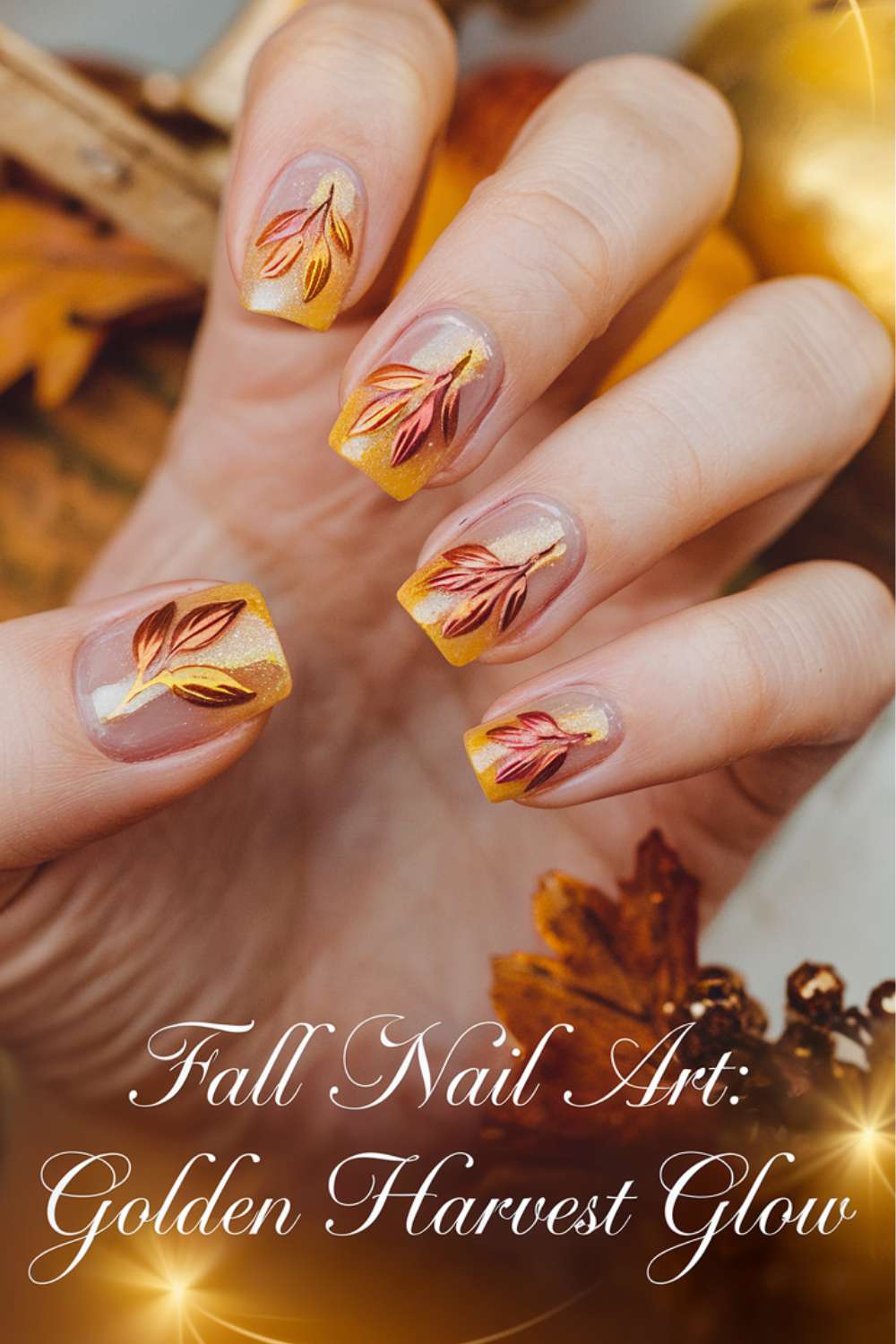 Golden Harvest Glow nail art design ideas