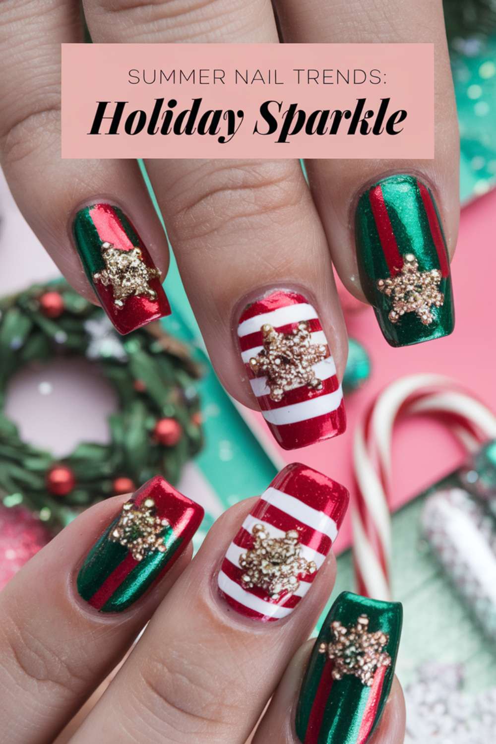 Holiday Sparkle nail art design