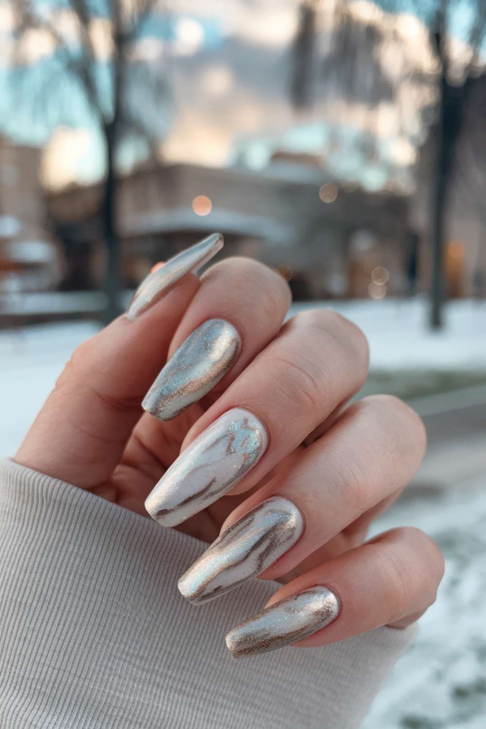 Icy Neutrals nail art design