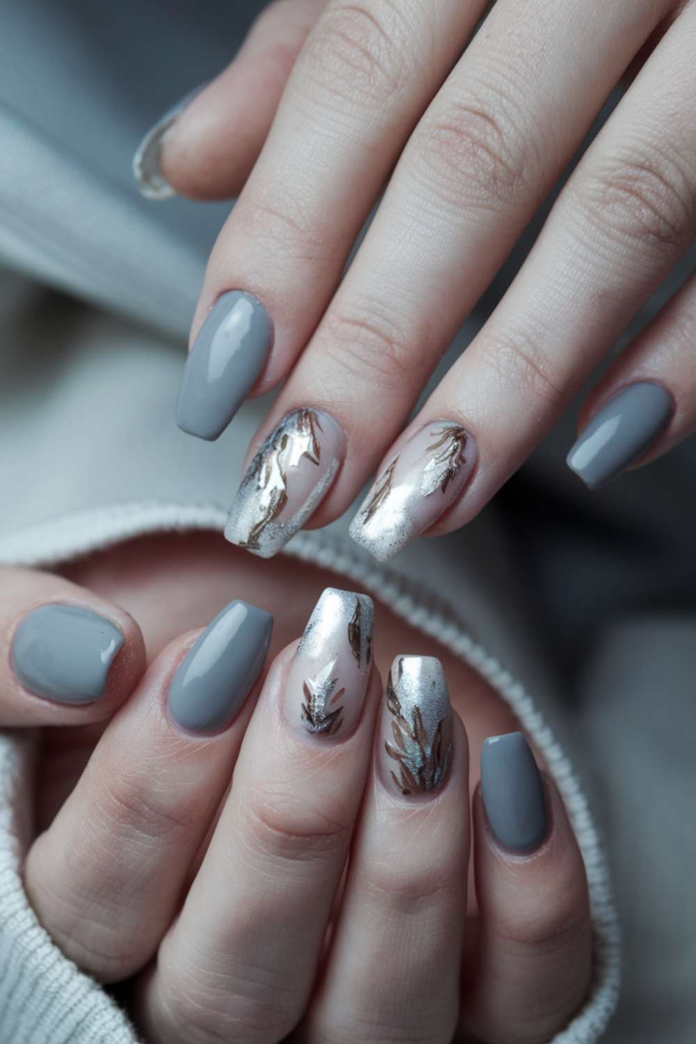 Icy Neutrals nail art