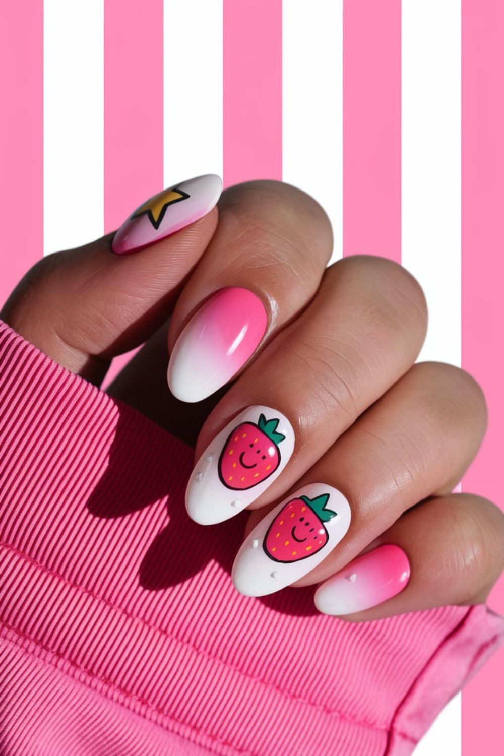 Kawaii Strawberry Dream nail arts