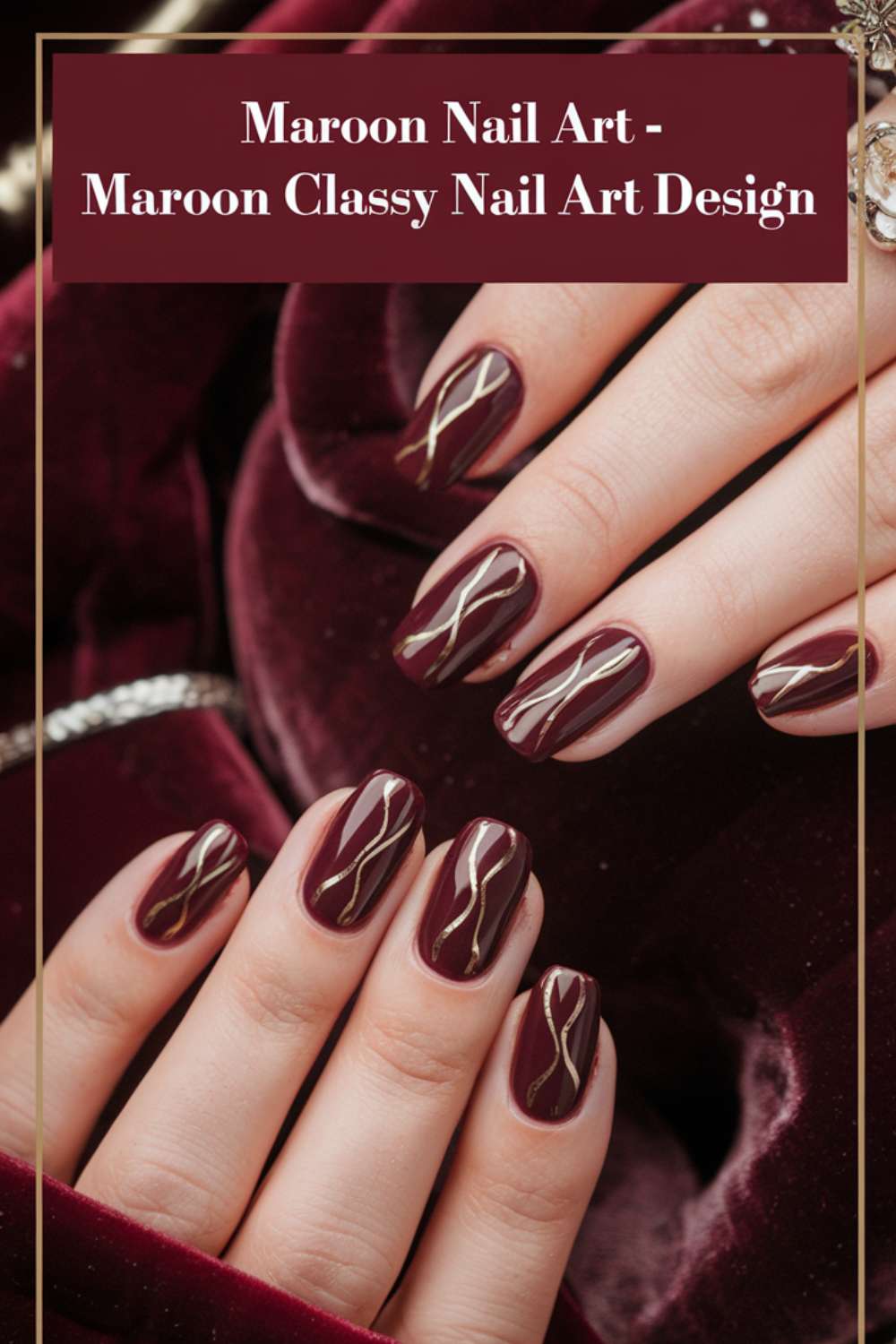Maroon Classy Nail Art Design