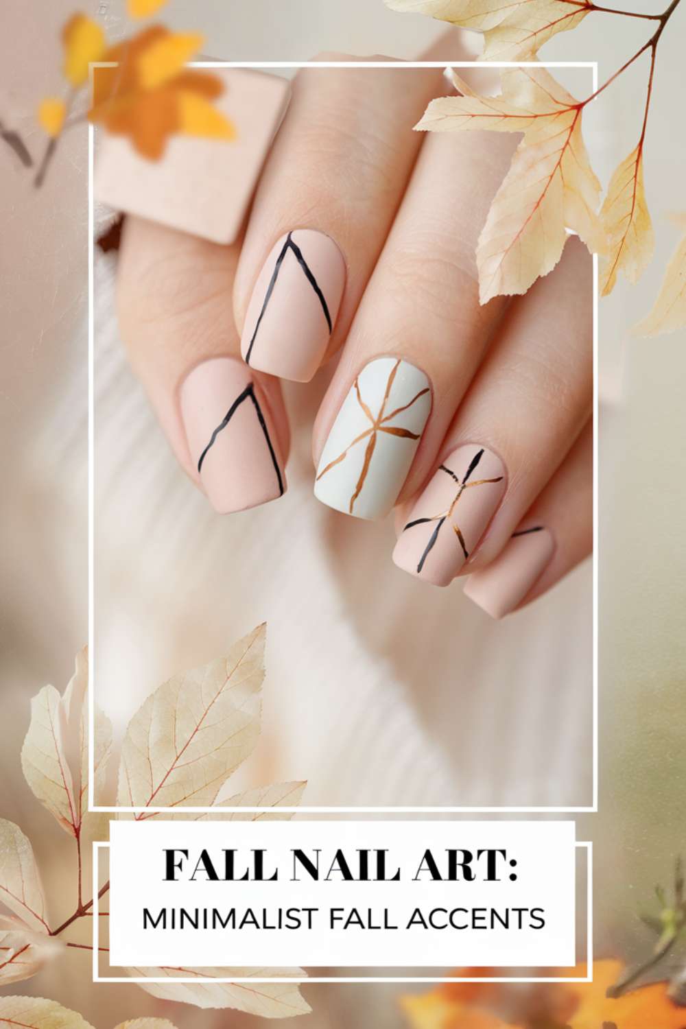 Minimalist Fall Accents nail art design ideas