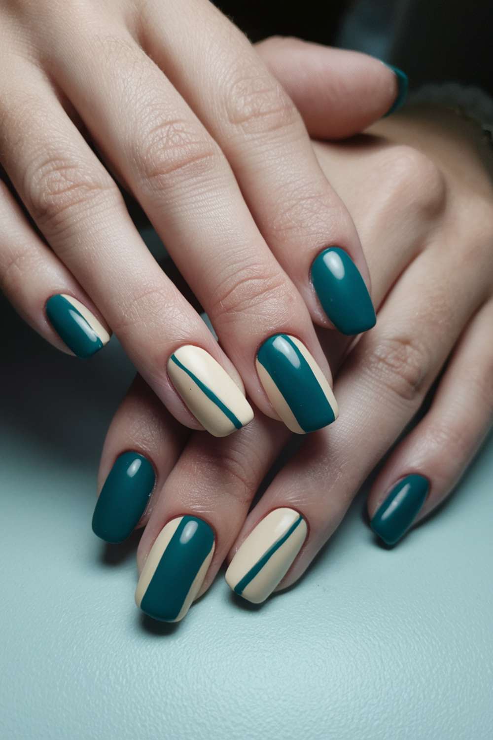 Minimalist Two-Tone Nail Art