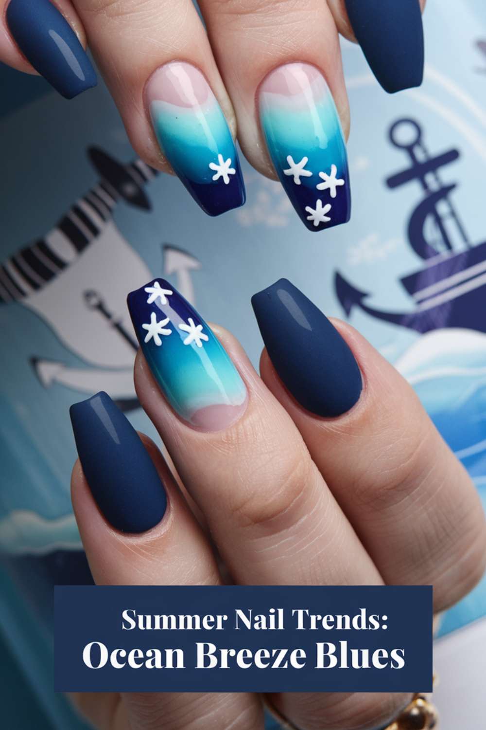 Ocean Breeze Blues nail arts