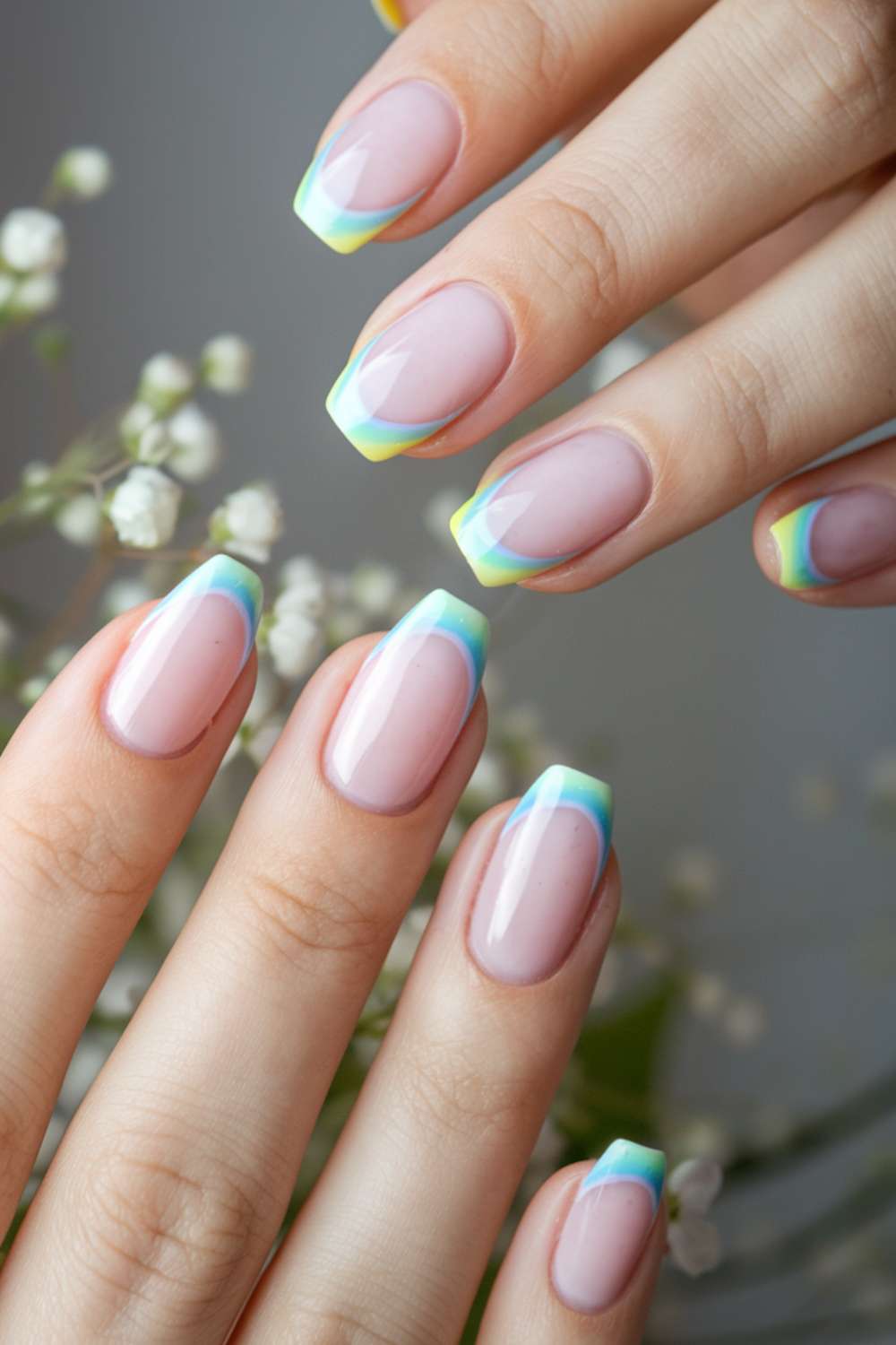 Pastel Gradient French Nails art design ideas