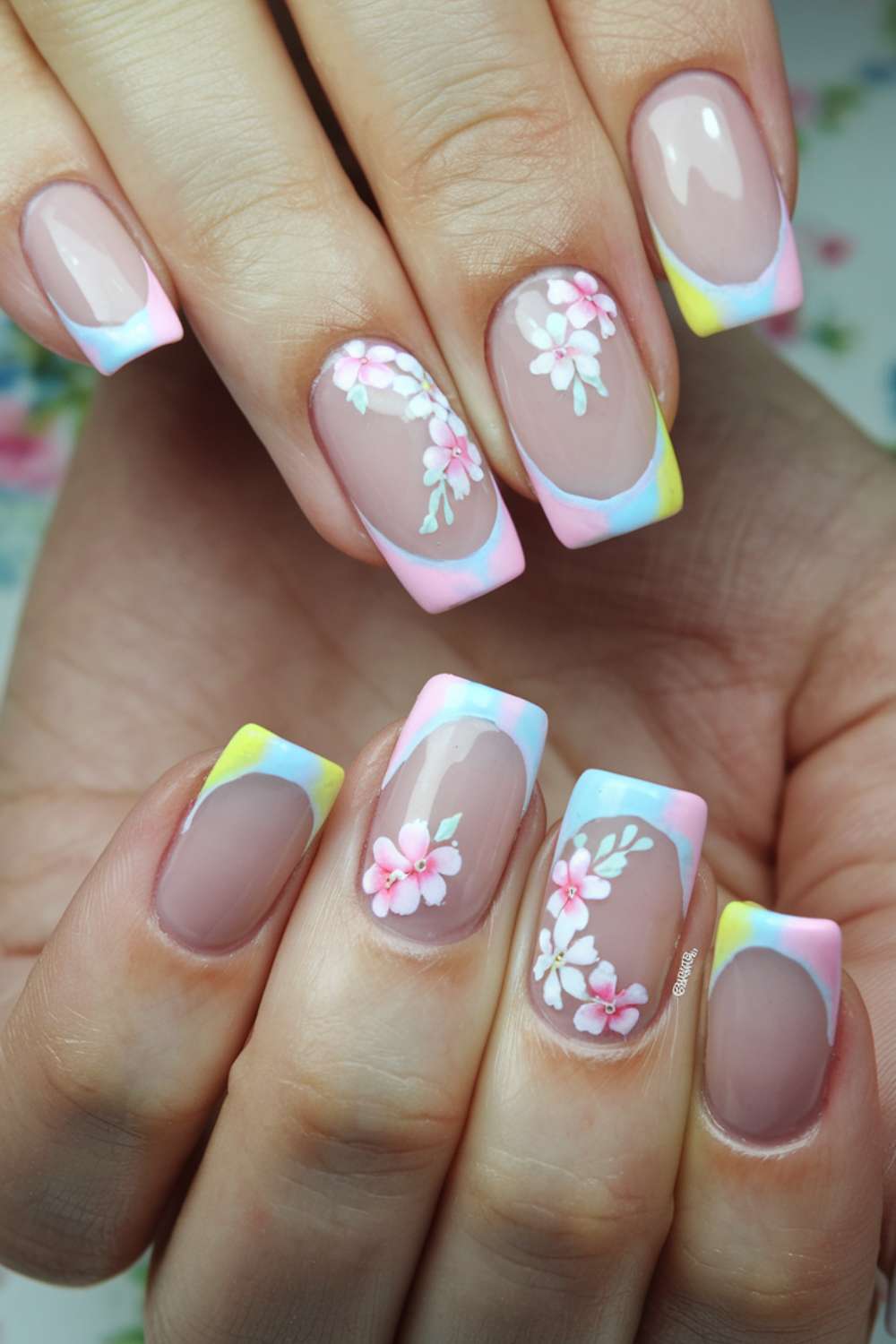 Pastel Gradient French Nails art design