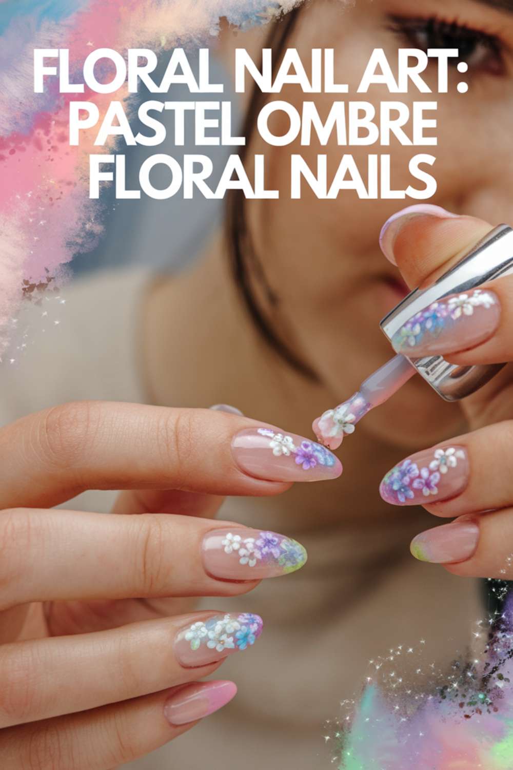 Pastel Ombre Floral Nails art design ideas