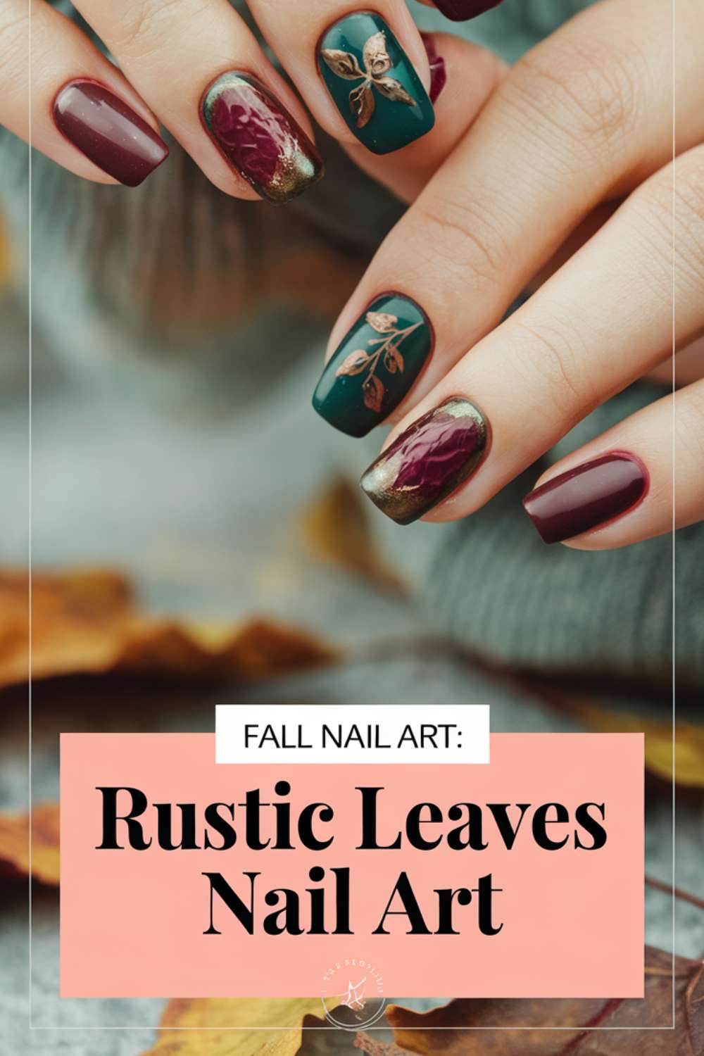 Rustic Leaves Nail Art design ideas