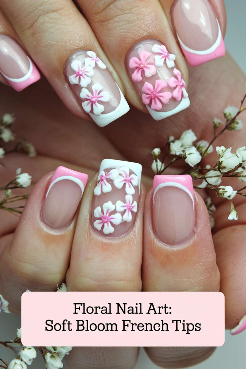 Soft Bloom French Tips Nails arts ideas