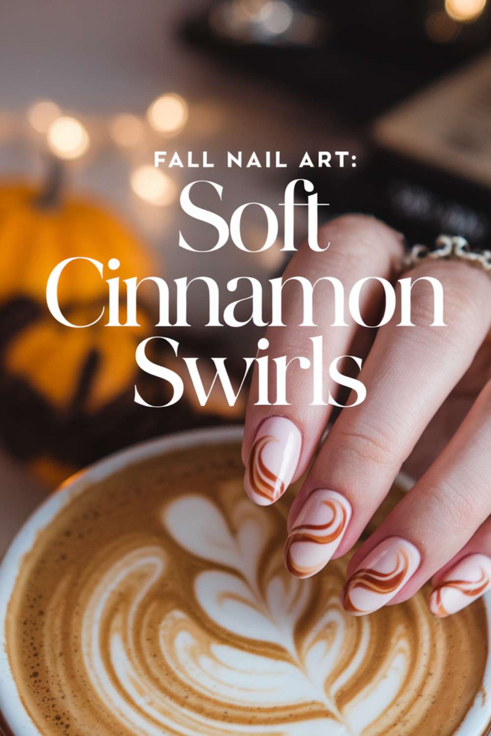 Soft Cinnamon Swirls nail art