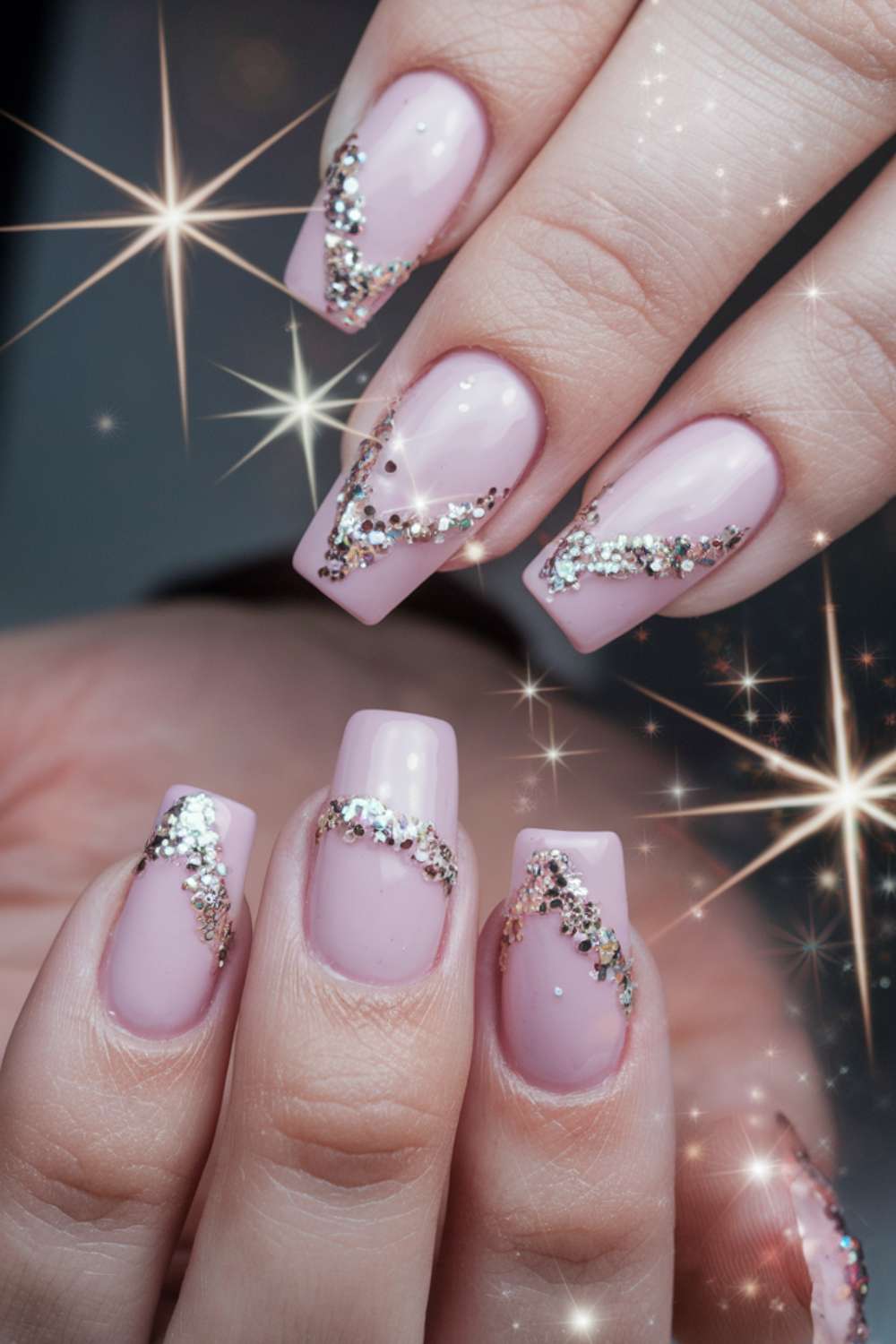 Sparkling Pink Accents nail art