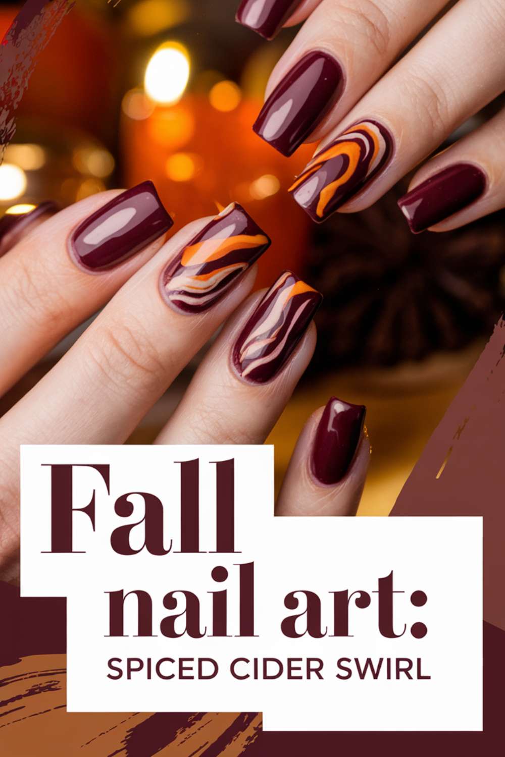 Spiced Cider Swirl nail art design ideas