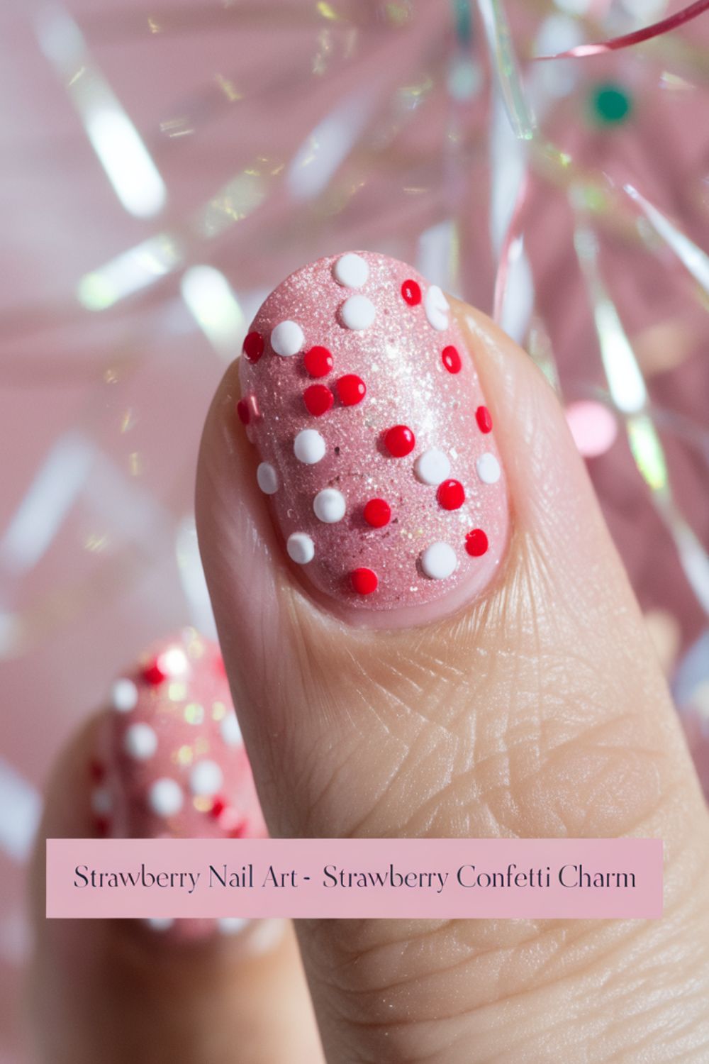 Strawberry Confetti Charm nail art ideas