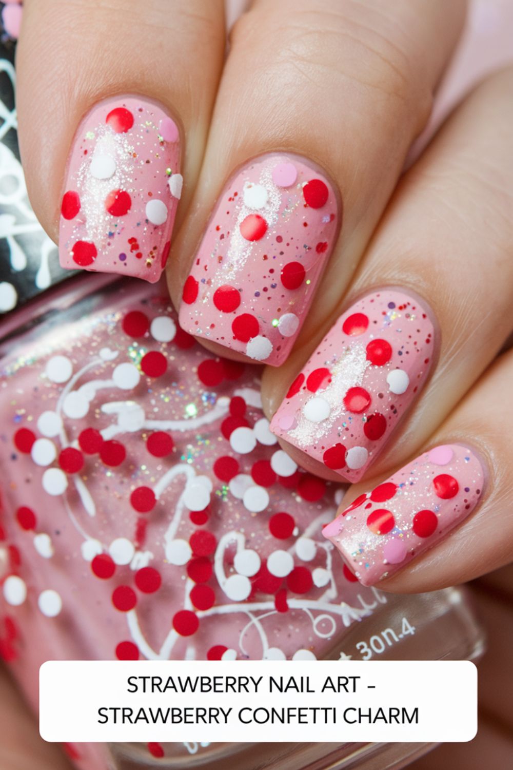 Strawberry Confetti Charm nail art