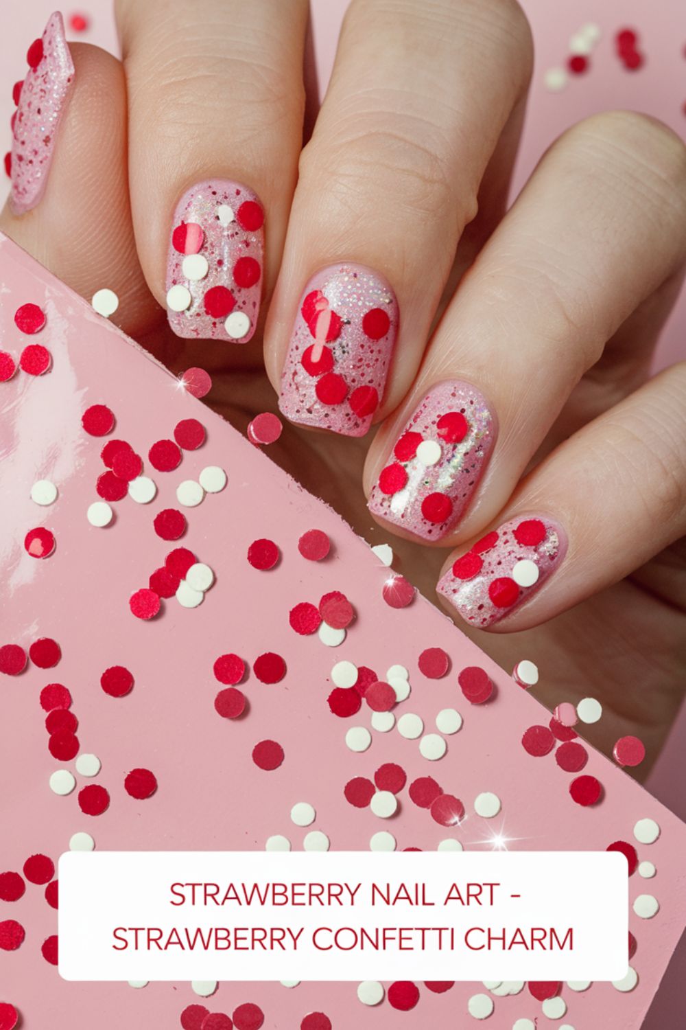 Strawberry Confetti Charm nail