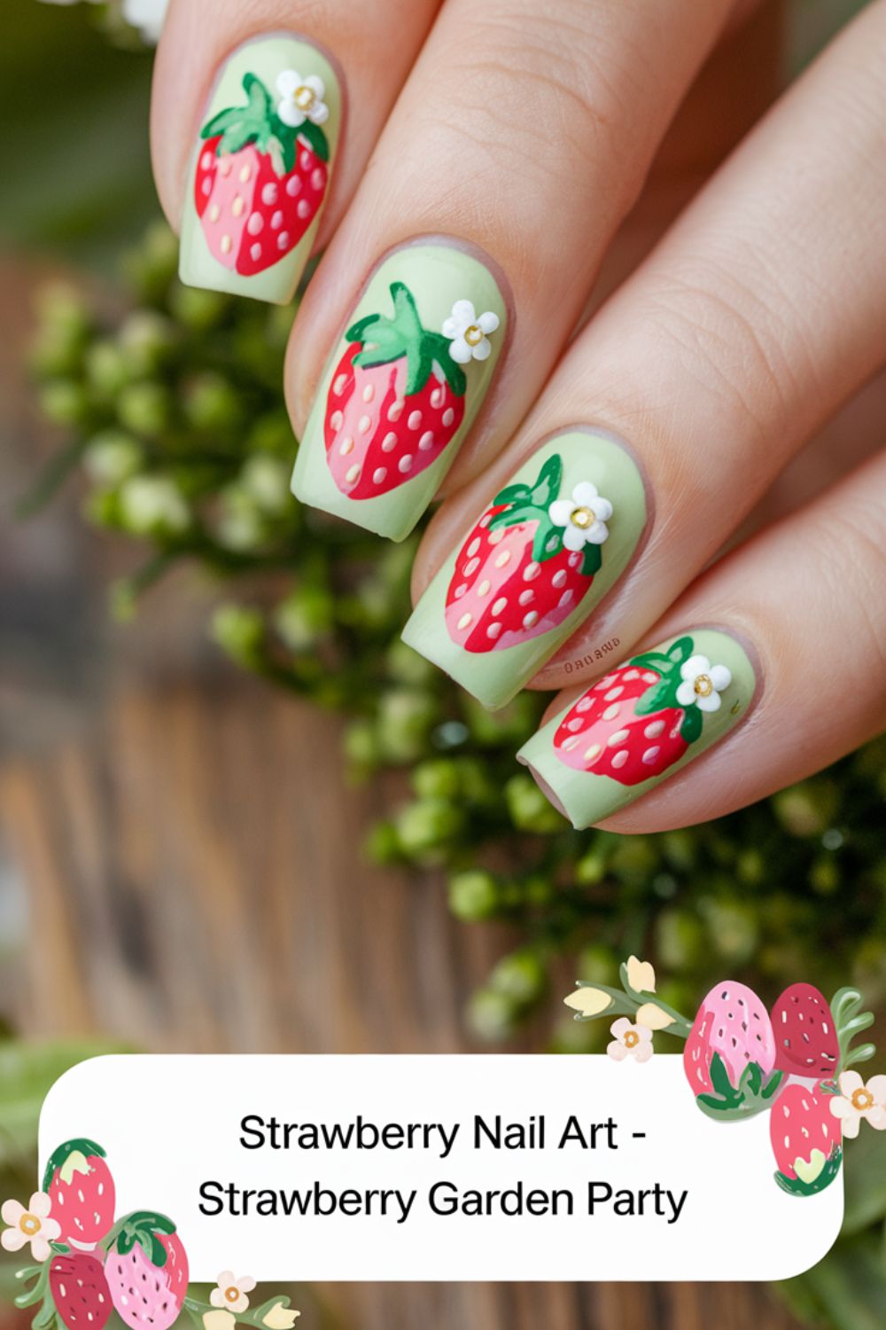 Strawberry Garden Party nail art ideas