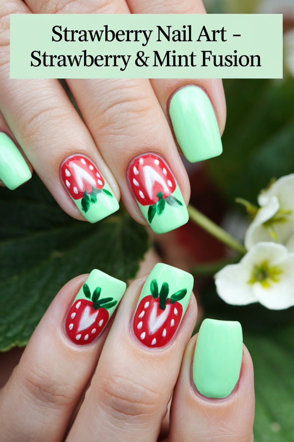 Strawberry & Mint Fusion nail