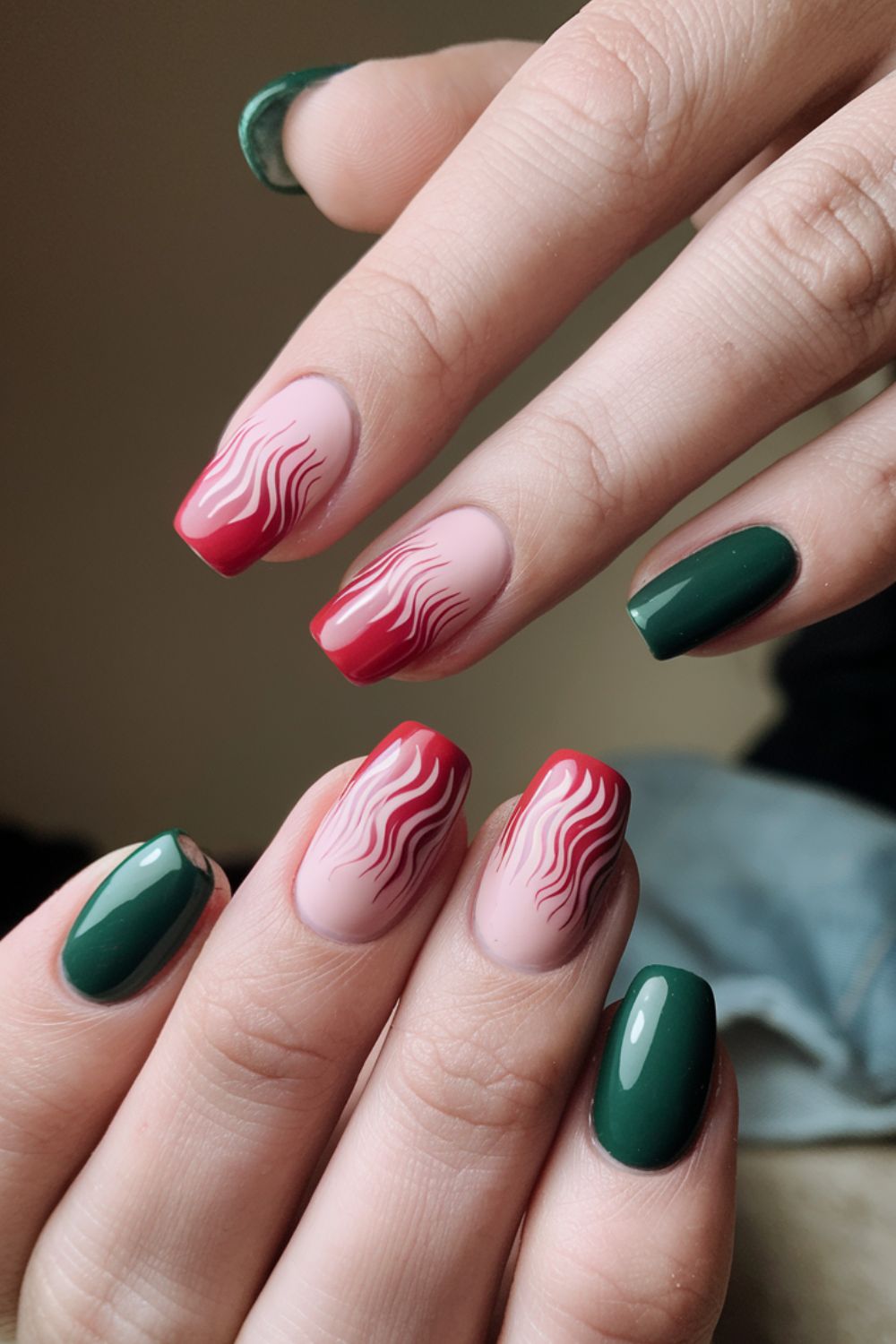 Strawberry Ripple Effect nail art ideas