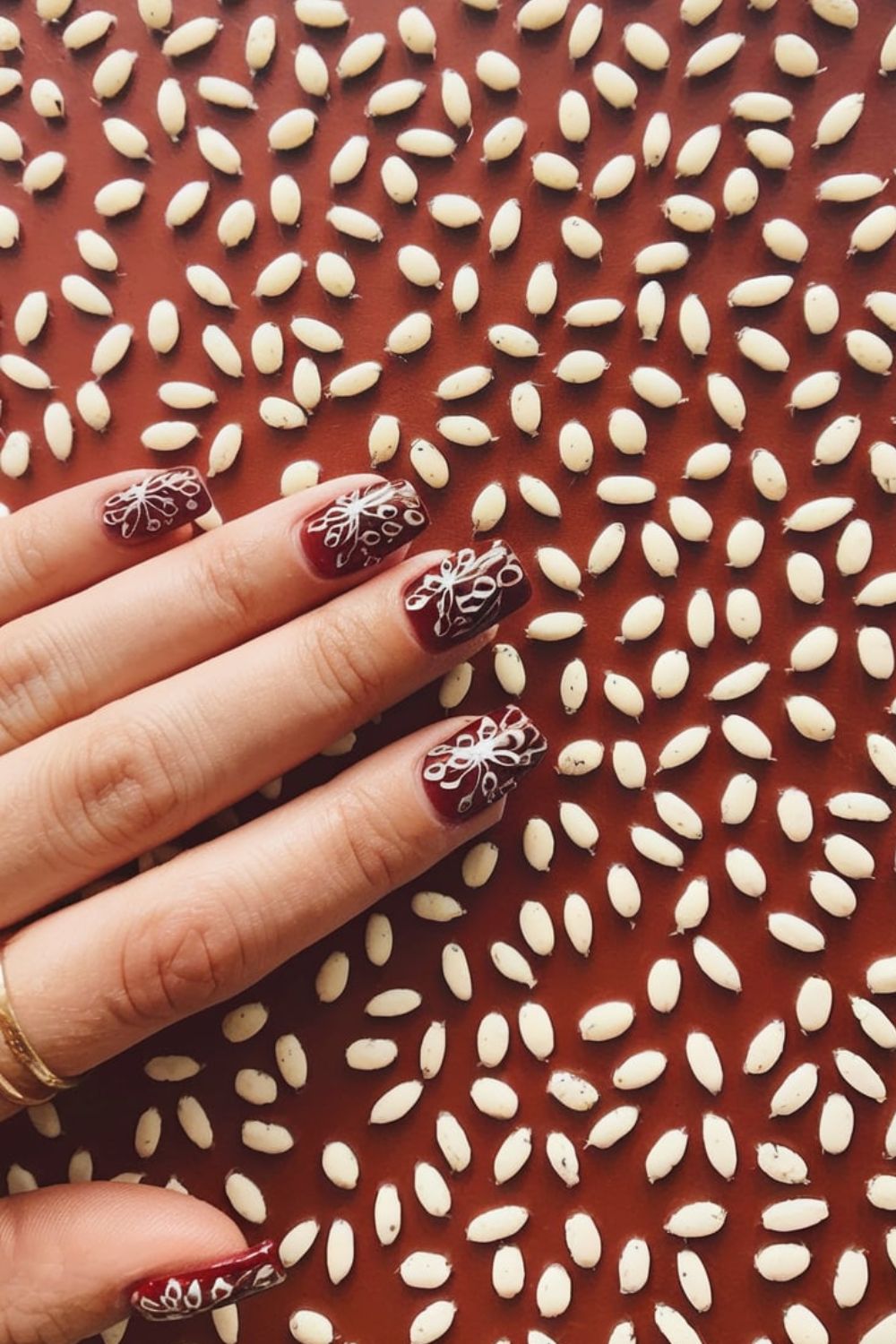 Strawberry Seed Scatter nail art