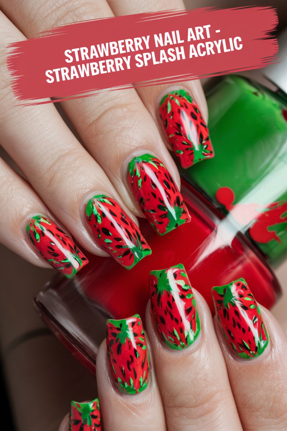 Strawberry Splash Acrylic nail arts ideas