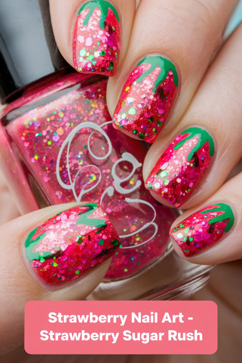 Strawberry Sugar Rush nail art ideas